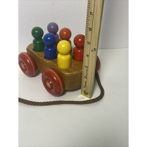 L.S. Ruth Wooden Rope Pull Toy 6 Pegs Toddler Learning Toy Made In USA - Picture 8 of 10